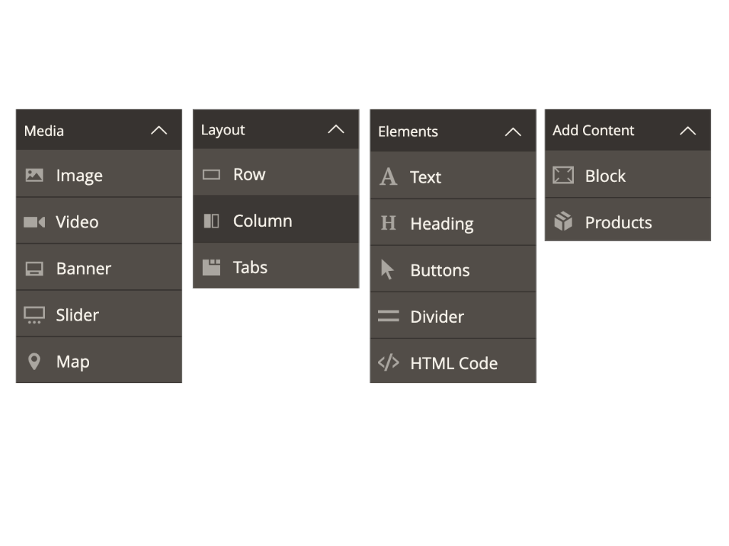 Content types in Magento Page Builder